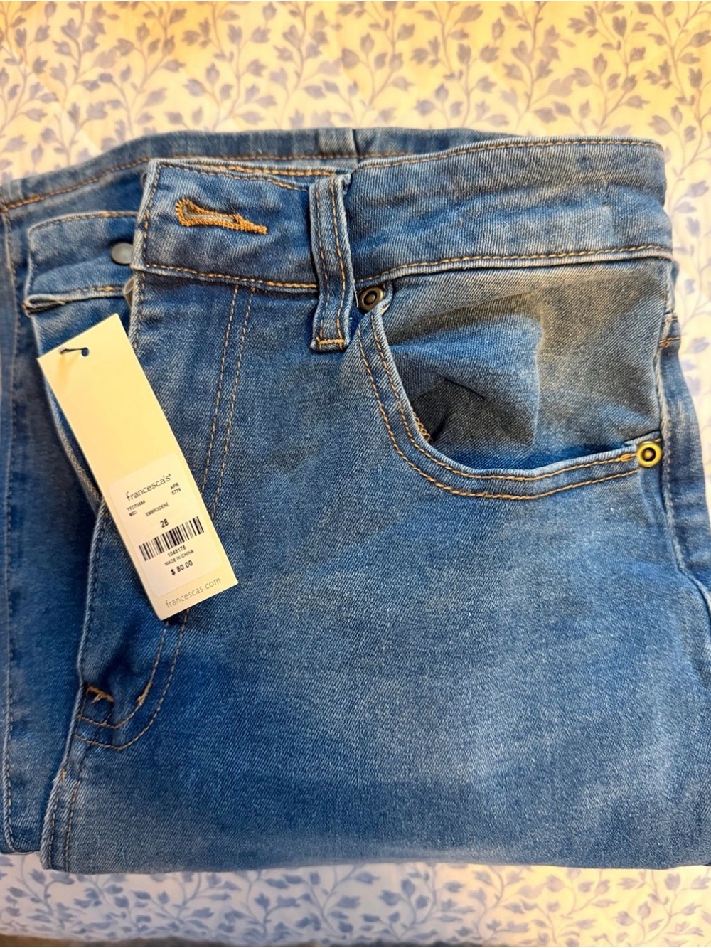 Francesca’s Floral Embroidered Jeans